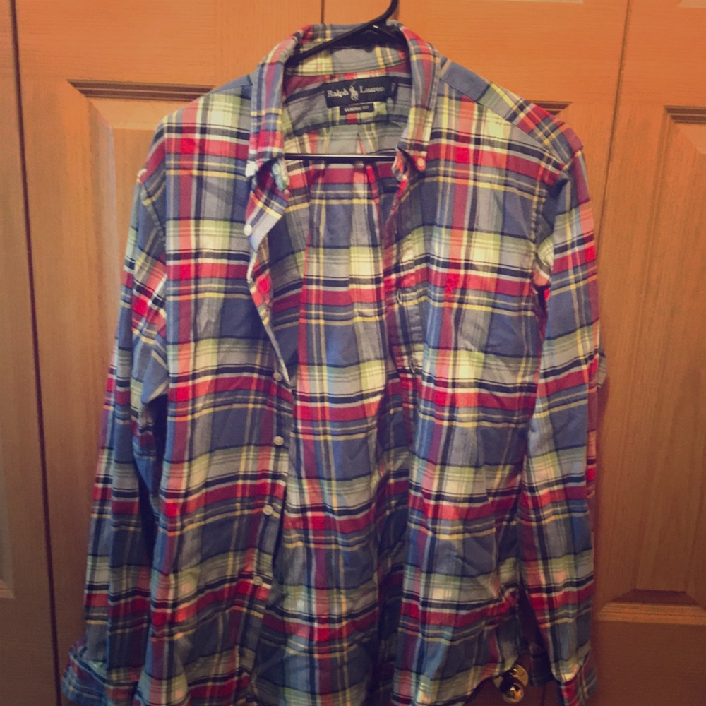 Blue polo flannel button down